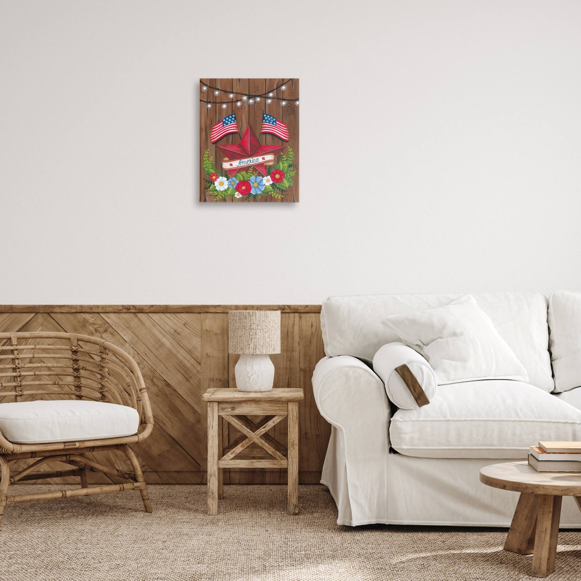 Stupell Industries Americana Country Garland Canvas Wall Art
